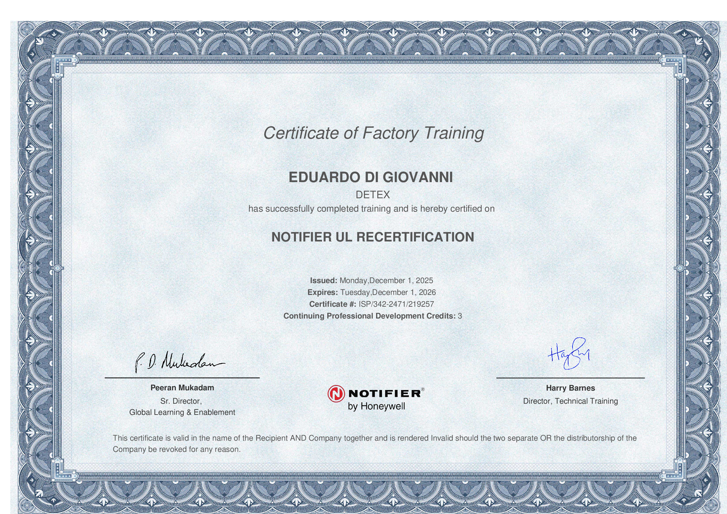 Certificado Notifier UL